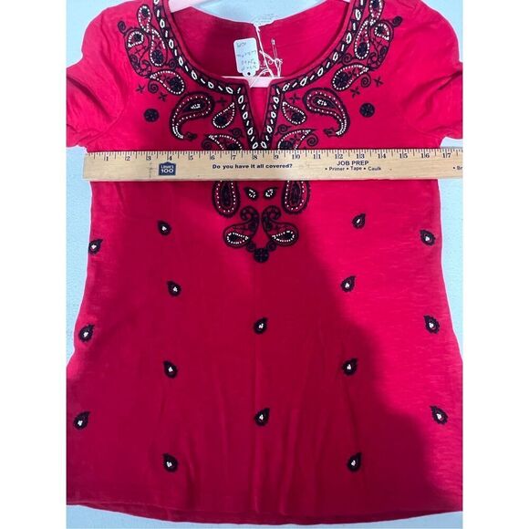 Talbots embroidered split neck red size P - Picture 7 of 8